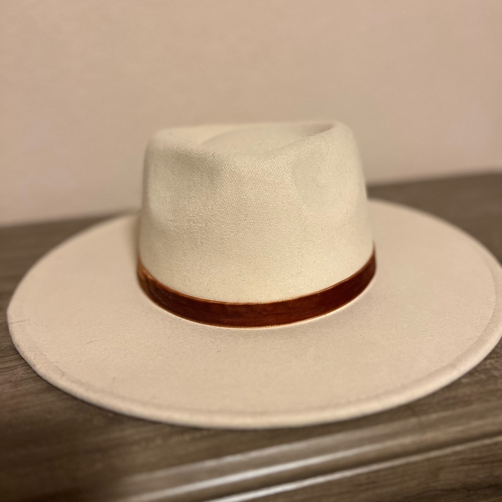 Wide brim fedora style hat